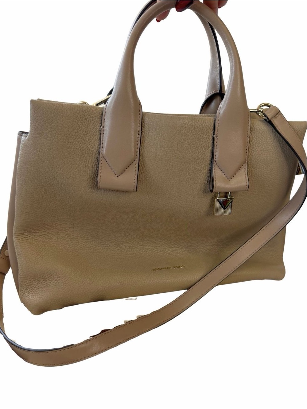 Michael Kors Tan Pebbled Leather Satchel Crossbody Bag NWT Dust Bag